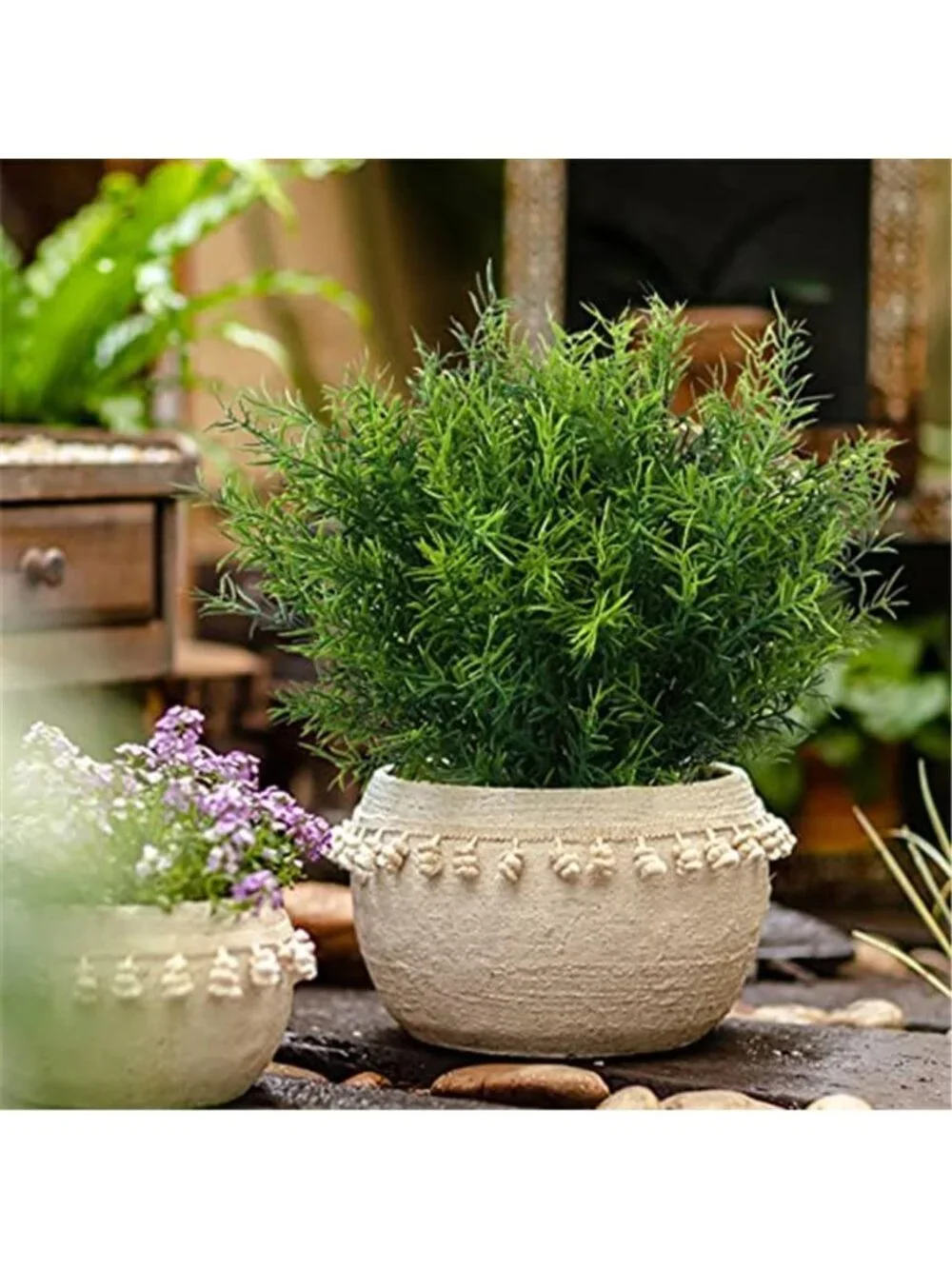 Fake Grass Greenery Stems Faux Plants Outdoor Indoor UV Resistant 8 Pack Green